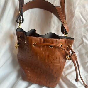 Brown Shoulder Bag with Gold Accents